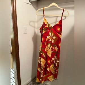 Floral Red and Yellow Dress